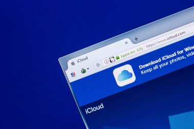Ryazan, Rusya - 29 Nisan 2018: Ana Pc, url - ekranda icloud Web sitesi icloud.com.