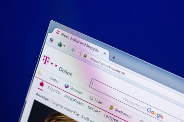 Ryazan, Rusya - 29 Nisan 2018: Ana Pc, url - T-online.de ekranda T-online web sitesi