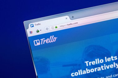 Ryazan, Rusya - 29 Nisan 2018: Trello ana Web sitesi Pc, url - Trello.com görüntüleme.