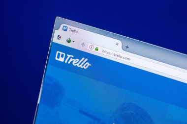 Ryazan, Rusya - 29 Nisan 2018: Trello ana Web sitesi Pc, url - Trello.com görüntüleme.