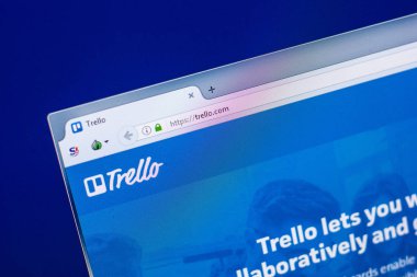 Ryazan, Rusya - 29 Nisan 2018: Trello ana Web sitesi Pc, url - Trello.com görüntüleme.