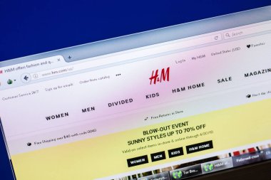 Ryazan, Rusya - 29 Nisan 2018: Hm ana Web sitesi Pc, url - Hm.com görüntüleme