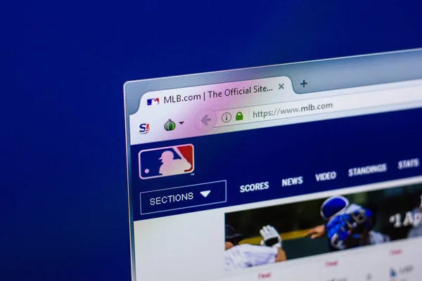 Ryazan, Rusia - 29 de abril de 2018: Página web de MLB en la pantalla de PC, url - MLB.com —  Fotos de Stock