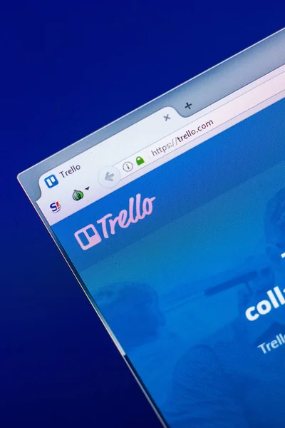 Ryazan, Rusia - 29 April 2018: Situs web Homepage of Trello pada tampilan PC, url - Trello.com . — Stok Foto