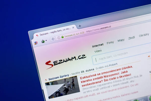 Ryazan, Rusia - 29 de abril de 2018: Página web de Seznam en la pantalla de PC, url - Seznam.cz — Foto de Stock