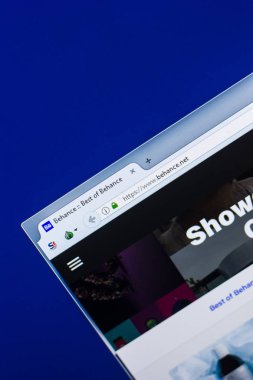Ryazan, Rusya - 29 Nisan 2018: Behance ana Web sitesi Pc, url - Behance.net görüntüleme.