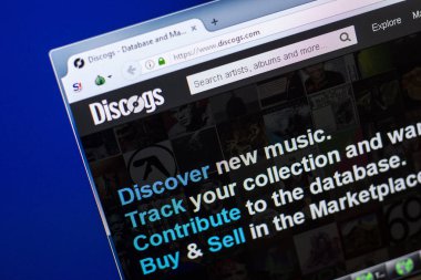 Ryazan, Rusya - 29 Nisan 2018: Discogs ana Web sitesinde Pc, url - Discogs.com ekranın.