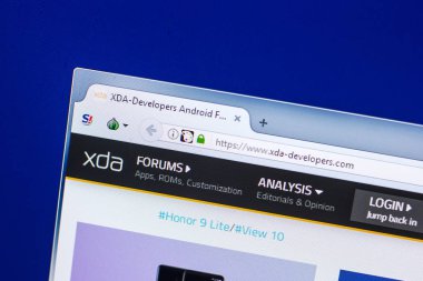 Ryazan, Rusya - 29 Nisan 2018: Xda geliştiriciler ana Web sitesi Pc, url - Xda-Developers.com görüntüleme