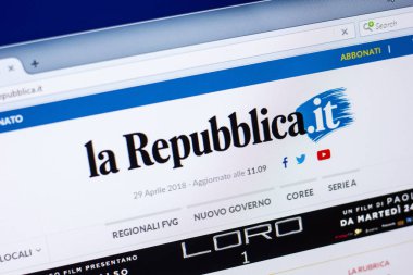 Ryazan, Rusya - 29 Nisan 2018: La Repubblica ana Web sitesi Pc, url - ekranda repubblica.it