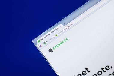 Ryazan, Rusya - 29 Nisan 2018: Evernote ana Web sitesi Pc, url - Evernote.com görüntüleme.