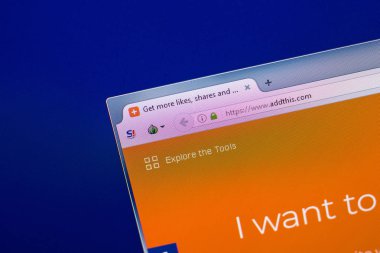 Ryazan, Rusya - 29 Nisan 2018: Addthis ana Web sitesi Pc, url - Addthis.com görüntüleme.