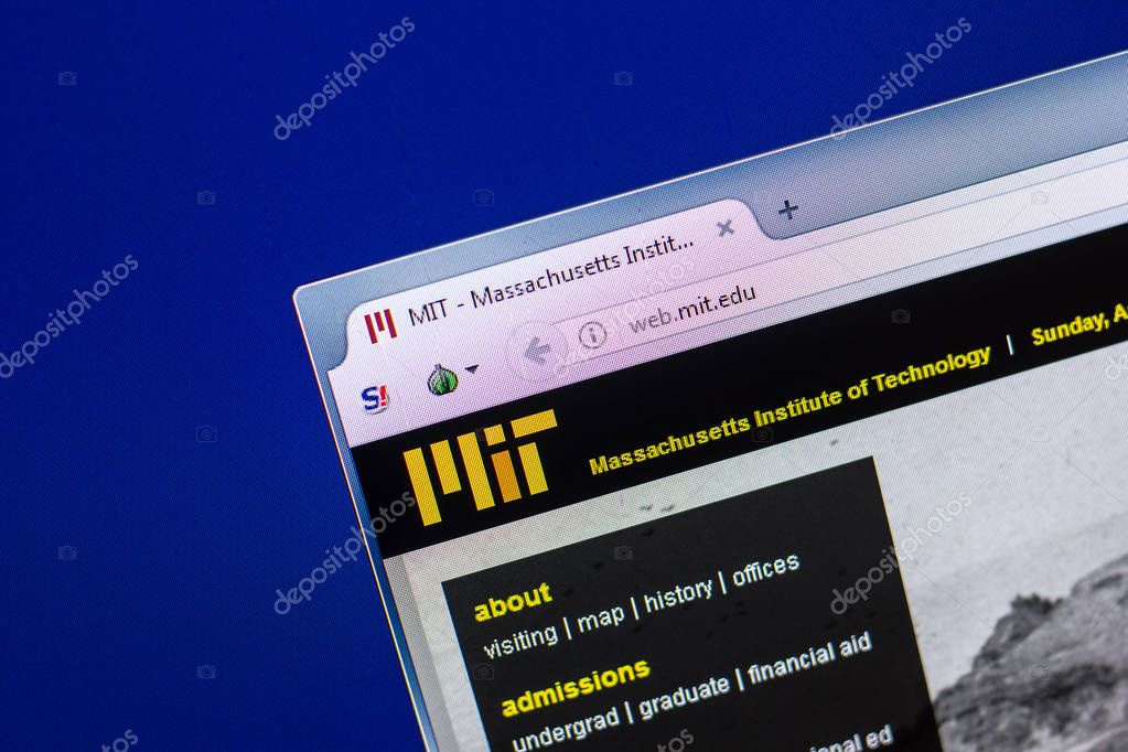 Ryazan, Russia - April 29, 2018: Homepage of MIT website on the display of PC, url - mit.edu