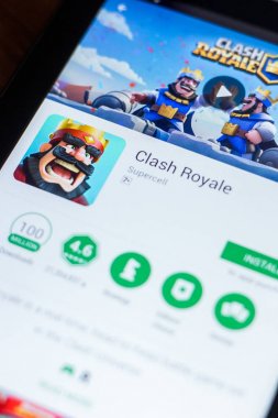 Ryazan, Rusya Federasyonu - 21 Mart 2018 - Clash Royale mobil uygulaması Tablet Pc ekranda