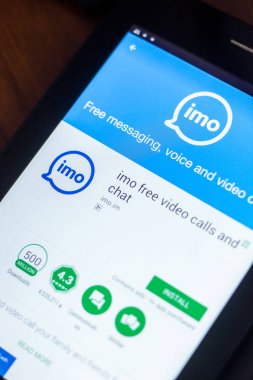 Ryazan, Rusya Federasyonu - 21 Mart 2018 - IMO mobil uygulaması Tablet Pc ekranda.