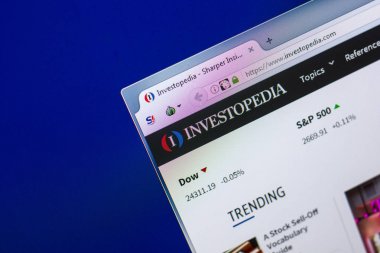 Ryazan, Rusya - 29 Nisan 2018: Investopedia ana Web sitesi Pc, url - Investopedia.com görüntüleme