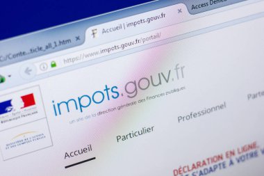 Ryazan, Rusya - 08 Mayıs 2018: Impots Gouv Web sitesi Pc, url - Impots.gouv.fr görüntüleme
