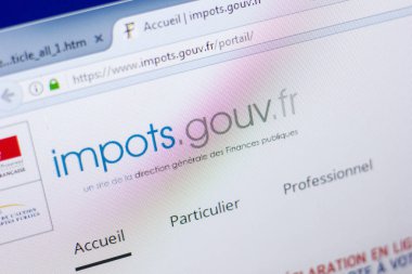Ryazan, Rusya - 08 Mayıs 2018: Impots Gouv Web sitesi Pc, url - Impots.gouv.fr görüntüleme