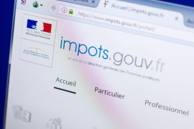 Ryazan, Rusya - 08 Mayıs 2018: Impots Gouv Web sitesi Pc, url - Impots.gouv.fr görüntüleme