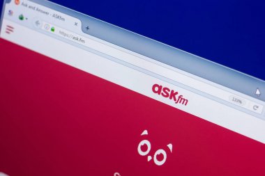 Ryazan, Rusya Federasyonu - 08 Mayıs 2018: Web sitesi Pc, url - ekranda Ask.fm sor.