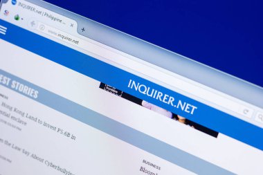 Ryazan, Rusya - 08 Mayıs 2018: Inquirer Web sitesi Pc, url - Inquirer.net görüntüleme