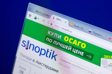 Ryazan, Rusya - 08 Mayıs 2018: Sinoptik Web sitesi Pc, url - Sinoptik.ua görüntüleme