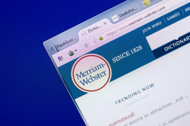 Ryazan, Rusya - 08 Mayıs 2018: Merriam-Webster Web sitesi Pc, url - Merriam-Webster.com görüntüleme