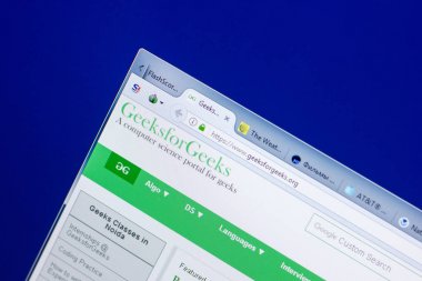 Ryazan, Rusya - 08 Mayıs 2018: Geeksforgeeks Web sitesi Pc, url - Geeksforgeeks.org görüntüleme