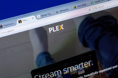 Ryazan, Rusya - 08 Mayıs 2018: Plex Web sitesi Pc, url - Plex.tv görüntüleme