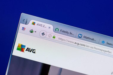 Ryazan, Rusya - 08 Mayıs 2018: Avg Web sitesi Pc, url - Avg.com görüntüleme