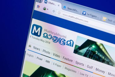 Ryazan, Rusya - 08 Mayıs 2018: Mathrubhumi Web sitesi Pc, url - Mathrubhumi.com görüntüleme
