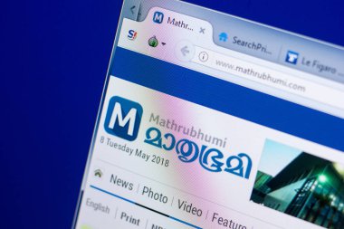 Ryazan, Rusya - 08 Mayıs 2018: Mathrubhumi Web sitesi Pc, url - Mathrubhumi.com görüntüleme