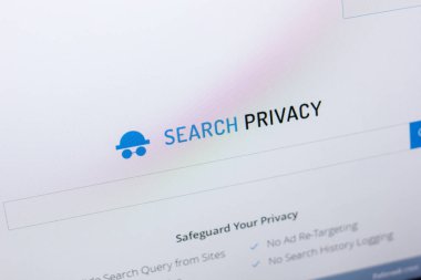 Ryazan, Rusya - 08 Mayıs 2018: Searchprivacy Web sitesi Pc, url - Searchprivacy.co görüntüleme
