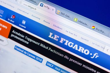 Ryazan, Rusya - 08 Mayıs 2018: Lefigaro Web sitesi Pc, url - Lefigaro.fr görüntüleme