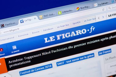 Ryazan, Rusya - 08 Mayıs 2018: Lefigaro Web sitesi Pc, url - Lefigaro.fr görüntüleme