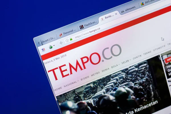 Ryazan, Rusya - 08 Mayıs 2018: Tempo Web sitesi Pc, url - Tempo.co görüntüleme