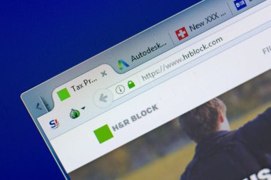 Ryazan, Rusya - 08 Mayıs 2018: Hrblock Web sitesi Pc, url - Hrblock.com görüntüleme