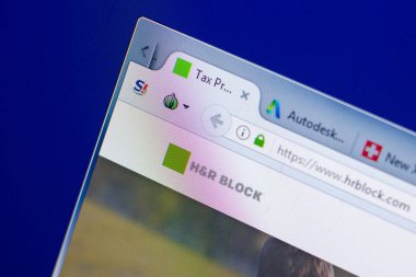 Ryazan, Rusya - 08 Mayıs 2018: Hrblock Web sitesi Pc, url - Hrblock.com görüntüleme