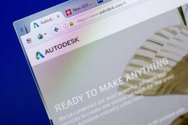 Ryazan, Rusya - 08 Mayıs 2018: Autodesk Web sitesi Pc, url - Autodesk.com görüntüleme