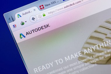 Ryazan, Rusya - 08 Mayıs 2018: Autodesk Web sitesi Pc, url - Autodesk.com görüntüleme