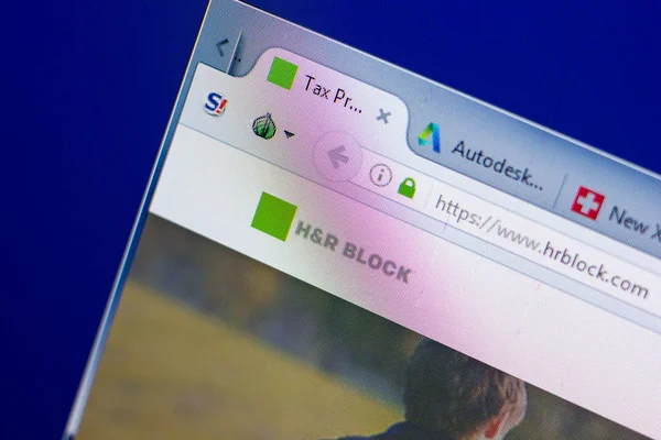 Ryazan, Rusya - 08 Mayıs 2018: Hrblock Web sitesi Pc, url - Hrblock.com görüntüleme