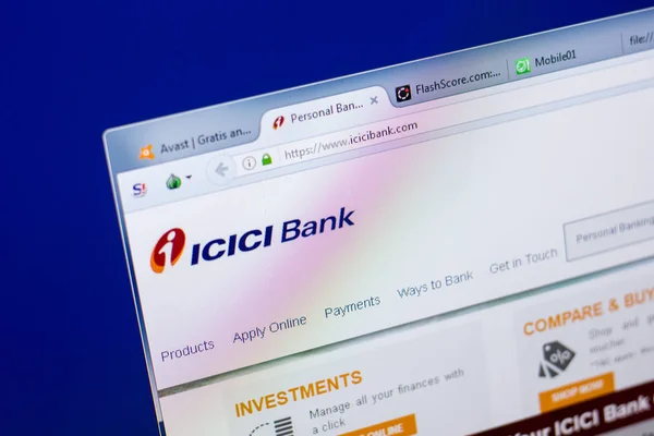 Rjazaň Rusko Května 2018 Icicibank Webové Stránky Monitoru Url Icicibank — Stock fotografie