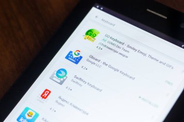 Ryazan, Rusya Federasyonu - 21 Mart 2018 - Gboard - mobil uygulamalar listesinde Google Keyboard simgesi