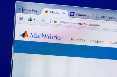 Ryazan, Rusya - 08 Mayıs 2018: Matematik inşaat Web sitesi Pc, url - Mathworks.com görüntüleme