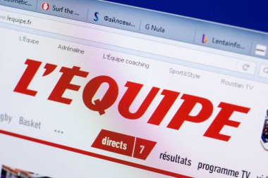 Ryazan, Rusya - 08 Mayıs 2018: Lequipe Web sitesi Pc, url - Lequipe.fr görüntüleme