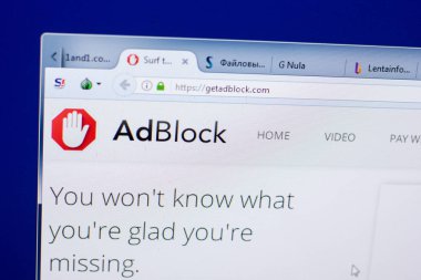Ryazan, Rusya - 08 Mayıs 2018: Adblock Web sitesi Pc, url - Getadblock.com görüntüleme