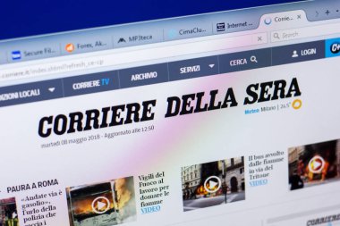 Ryazan, Rusya - 08 Mayıs 2018: Corriere Della Sera Web sitesi Pc, url - Corriere.it görüntüleme