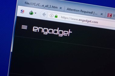 Ryazan, Rusya - 08 Mayıs 2018: Engadget Web sitesi Pc, url - Engadget.com görüntüleme