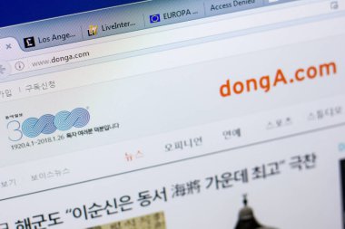 Ryazan, Rusya - 08 Mayıs 2018: Donga Web sitesi Pc, url - Donga.com görüntüleme