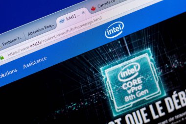 Ryazan, Russia - May 08, 2018: Intel website on the display of PC, url - Intel.fr clipart
