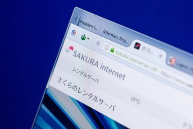 Ryazan, Rusya - 08 Mayıs 2018: Sakura Web sitesi Pc, url - Sakura.ne.jp görüntüleme